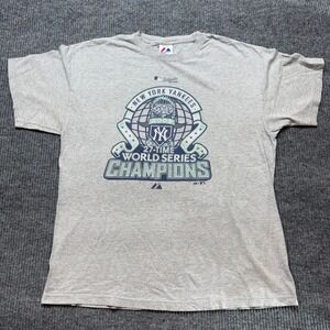 Majestic Yankees 2009 World Series Champions T-Shirt XL Gray MLB Graphic Tee